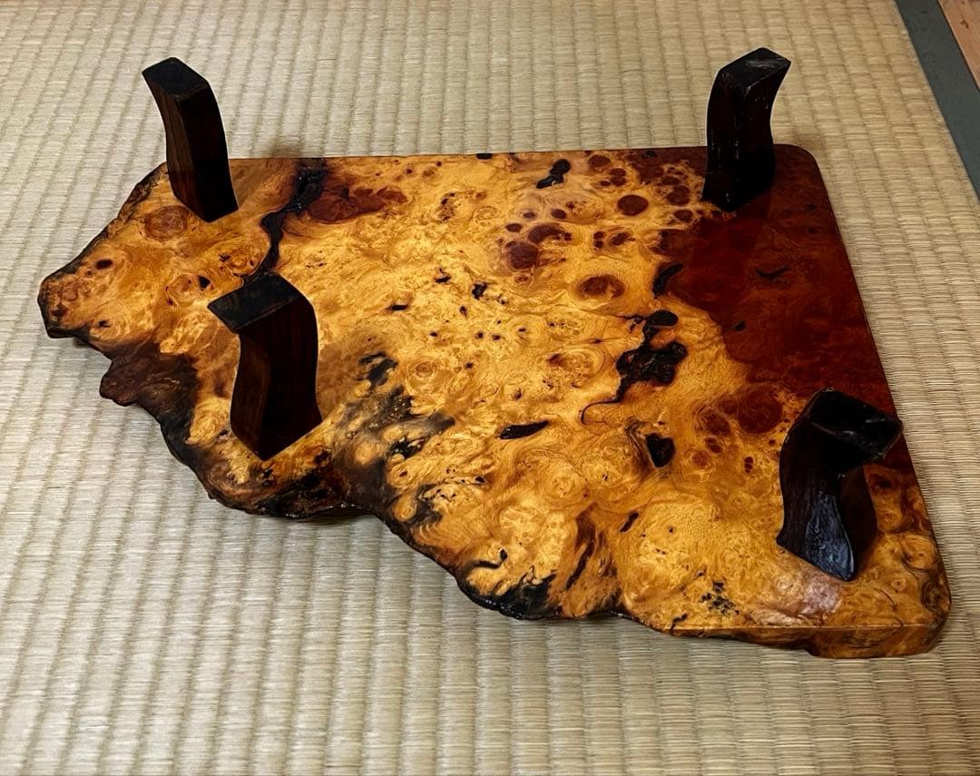 古木 四足 花梨 瘤 玉杢 花台 香台 盆栽台