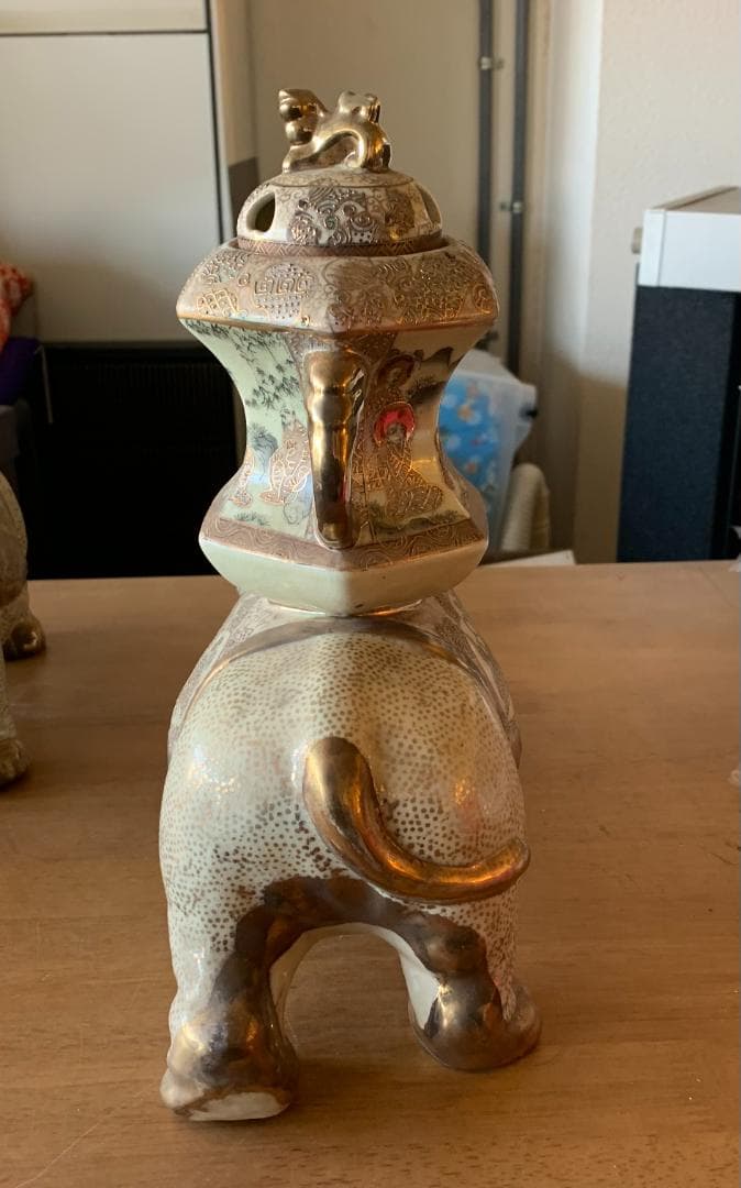 Yuki_Tanaka I'香炉 金襴手 細密 金彩 一対 2 頭 現状品