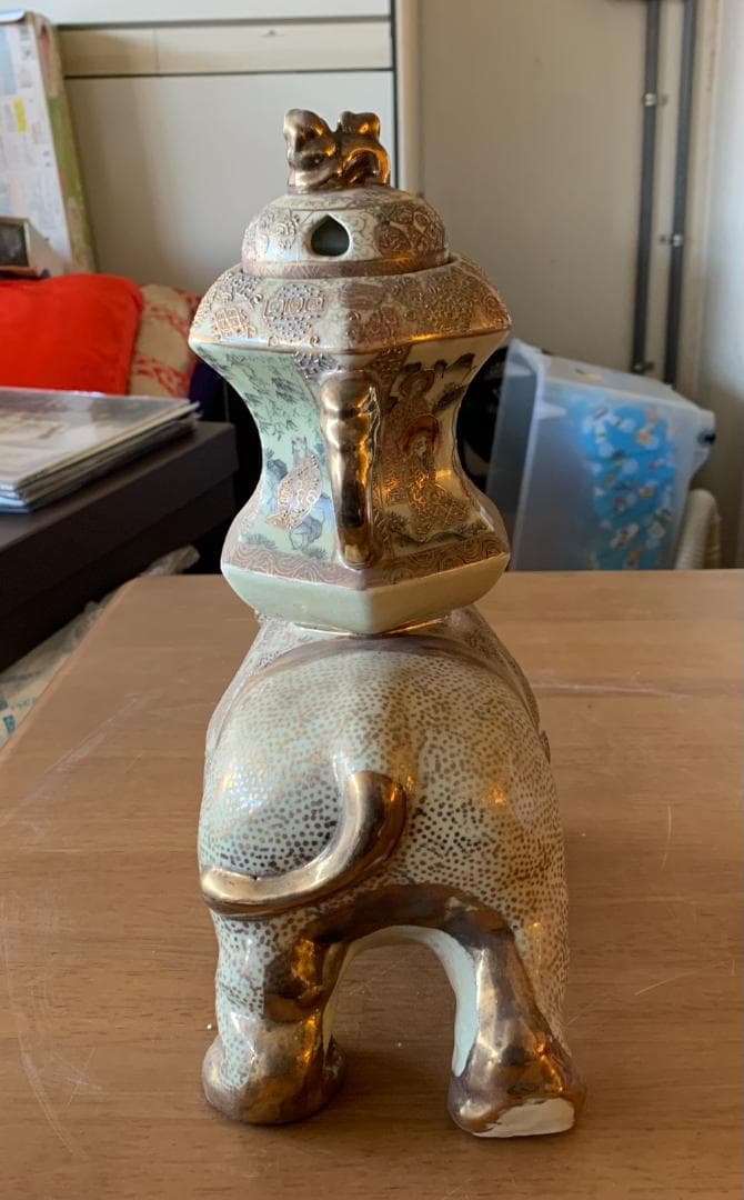 Yuki_Tanaka I'香炉 金襴手 細密 金彩 一対 2 頭 現状品
