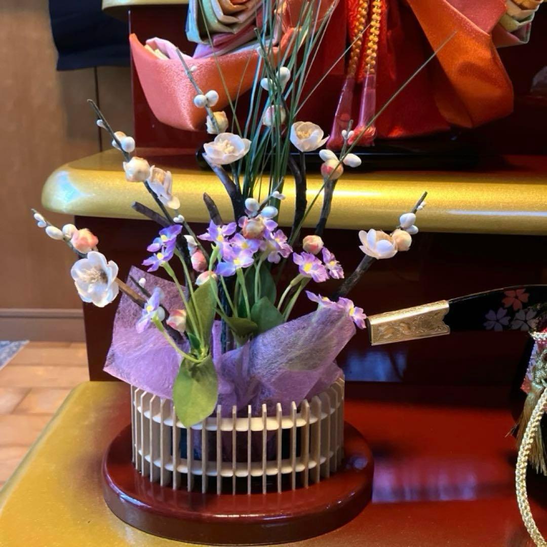 御京雛②平安春峰作　雛人形　三段飾り　お雛様　京都西陣織り　ひな人形3段　桜刺繍