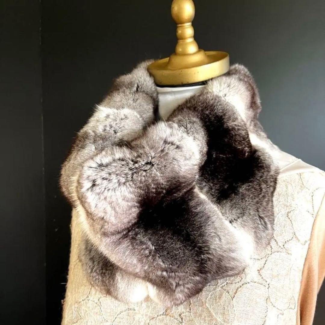 チンチラ　ラウンドカラー／天然色　スヌードタイプ／GAKE日本製❣️