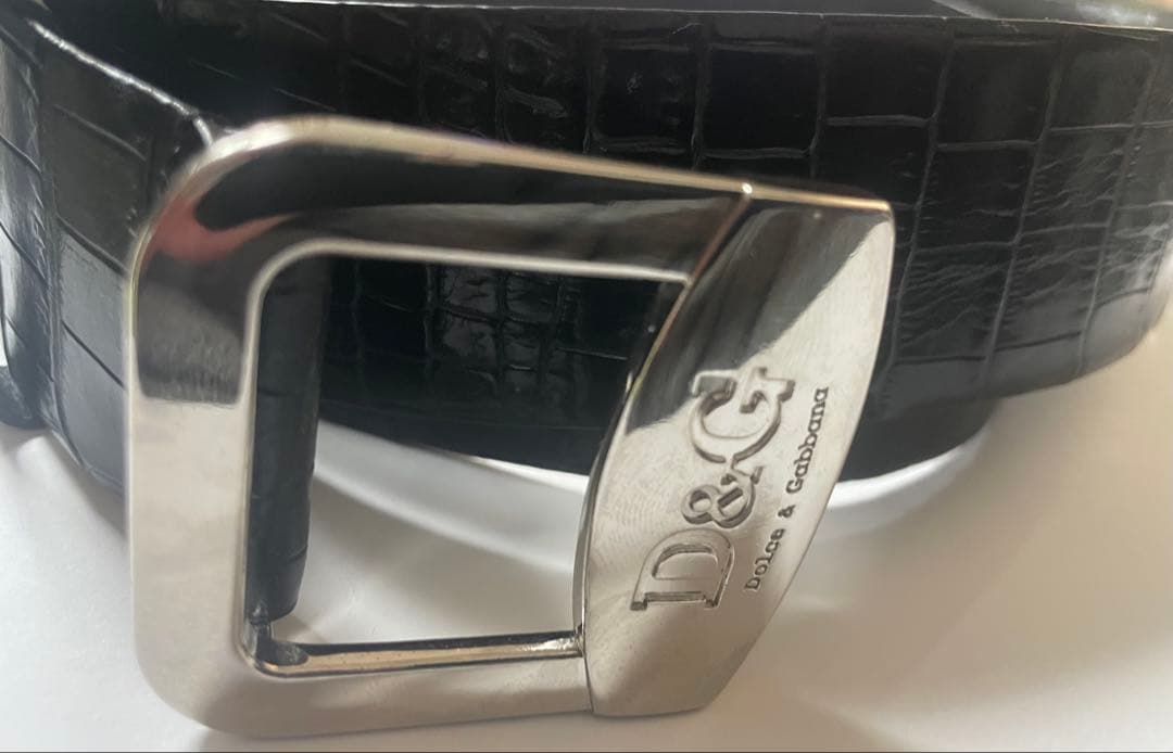 D&G ブラックレザーベルト クロコダイル風