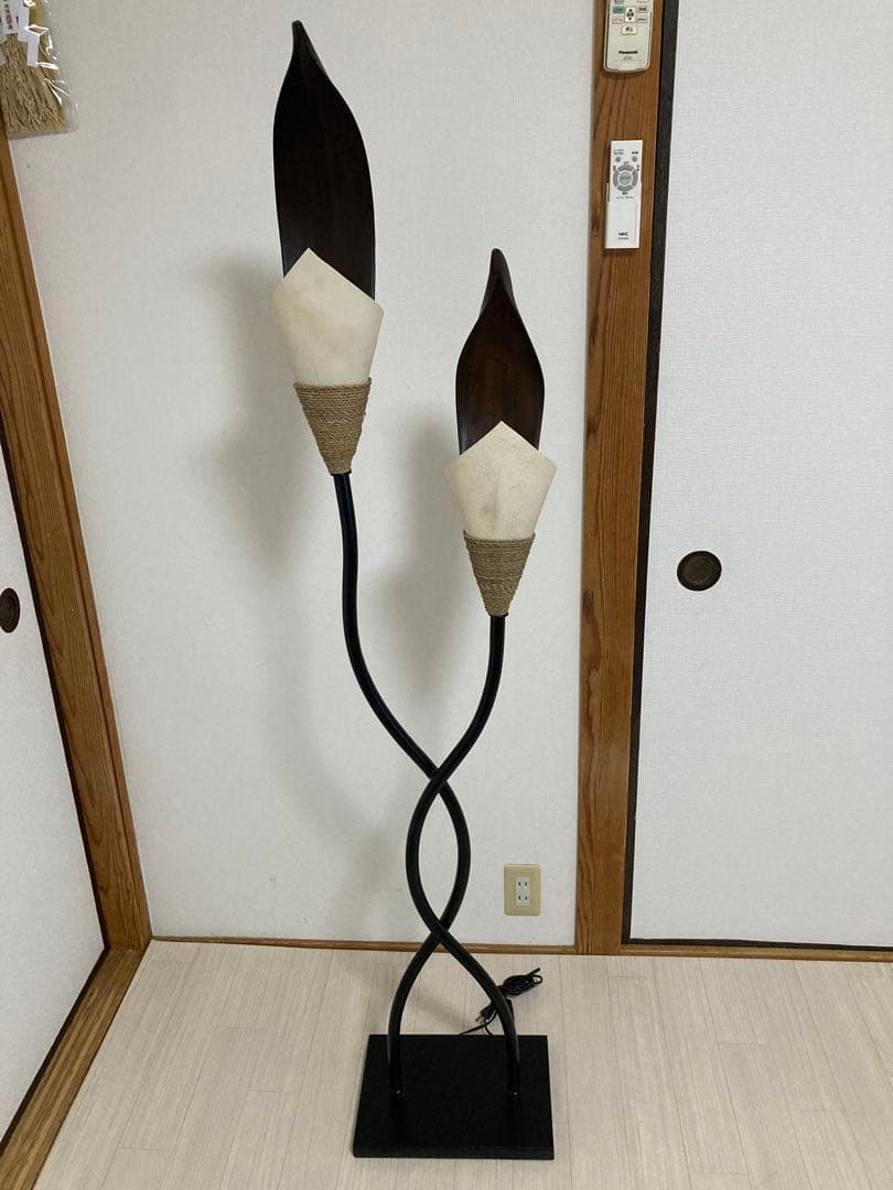 スタンドライト アジアンリゾート風 ココナッツリーフ高さ160cm 2灯