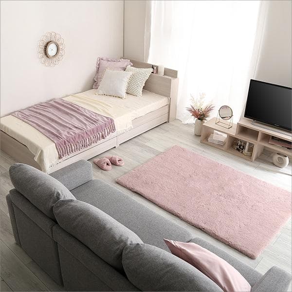 大人かわいいインテリア 棚・コンセント付きチェストベッド セミダブル