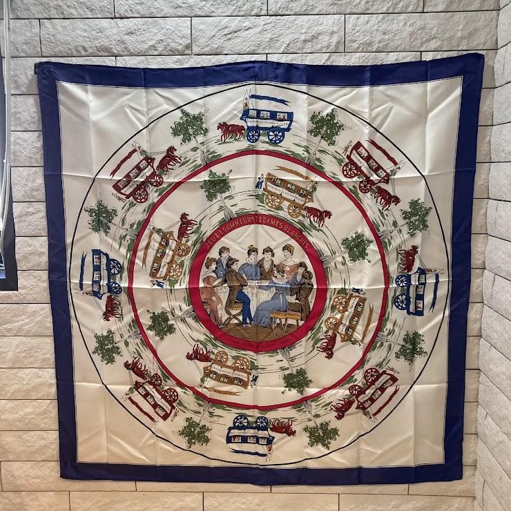 良好 エルメス HERMES シルク スカーフ フランス製 約90×90 袋入り