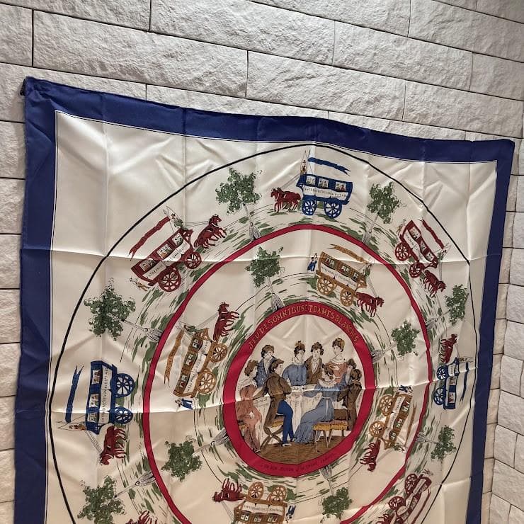 良好 エルメス HERMES シルク スカーフ フランス製 約90×90 袋入り