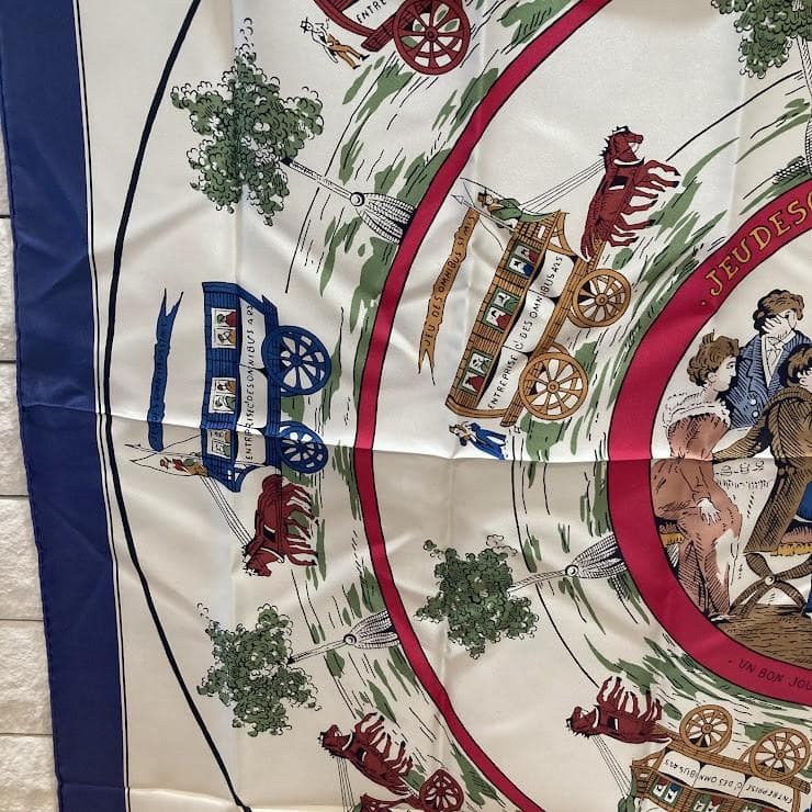 良好 エルメス HERMES シルク スカーフ フランス製 約90×90 袋入り