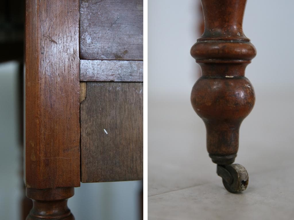 フランスアンティーク木製サイドキャビネット/ナイトテーブル机/飾り棚(90-34