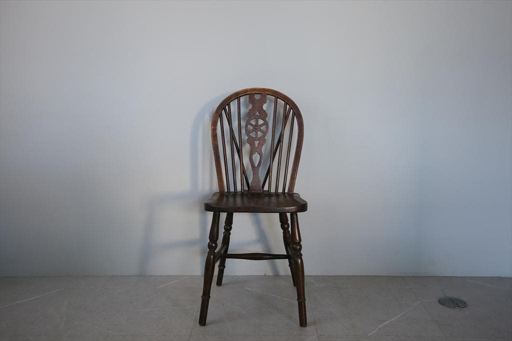 英国アンティーク木製ホイールバックチェア/ダイニングイス/椅子(91-203-2