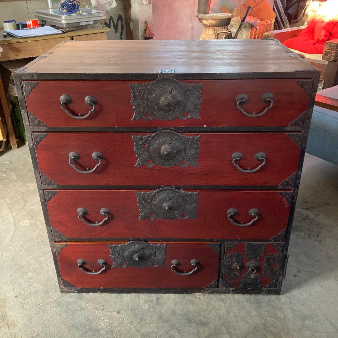 す*え様 引き取り歓迎 古家具 仙台箪笥 4段 和箪笥 チェスト アンティーク