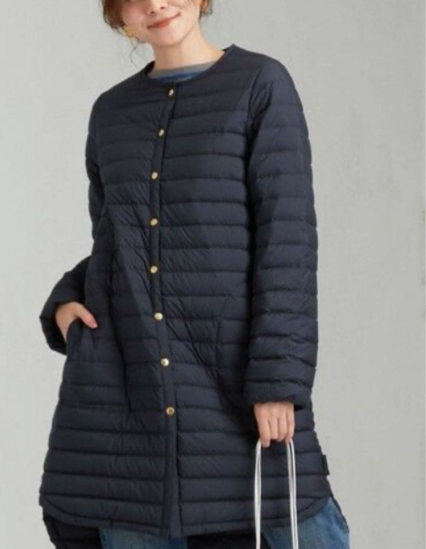 新品　グリーンレーベル　別注　アークリー　キルティング　ロングダウン　ネイビー