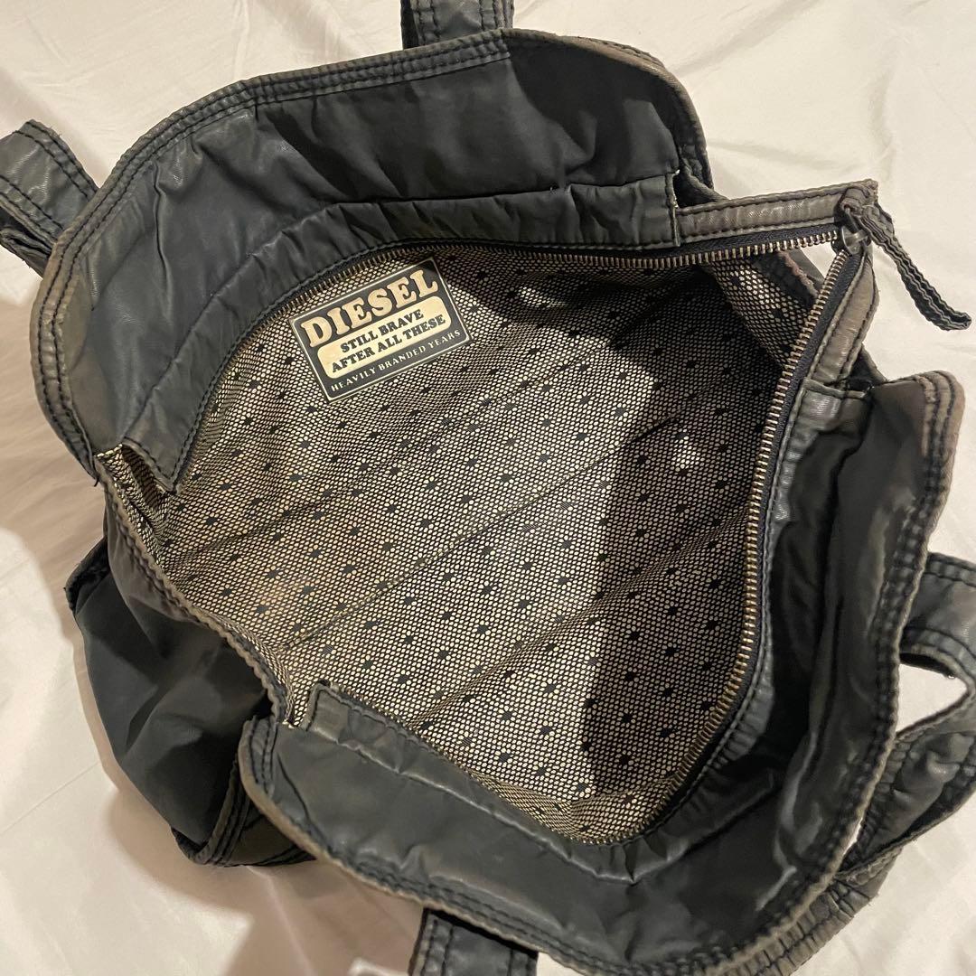 DIESEL y2k archiveメタリック加工 トートバッグ ブラックカーキ