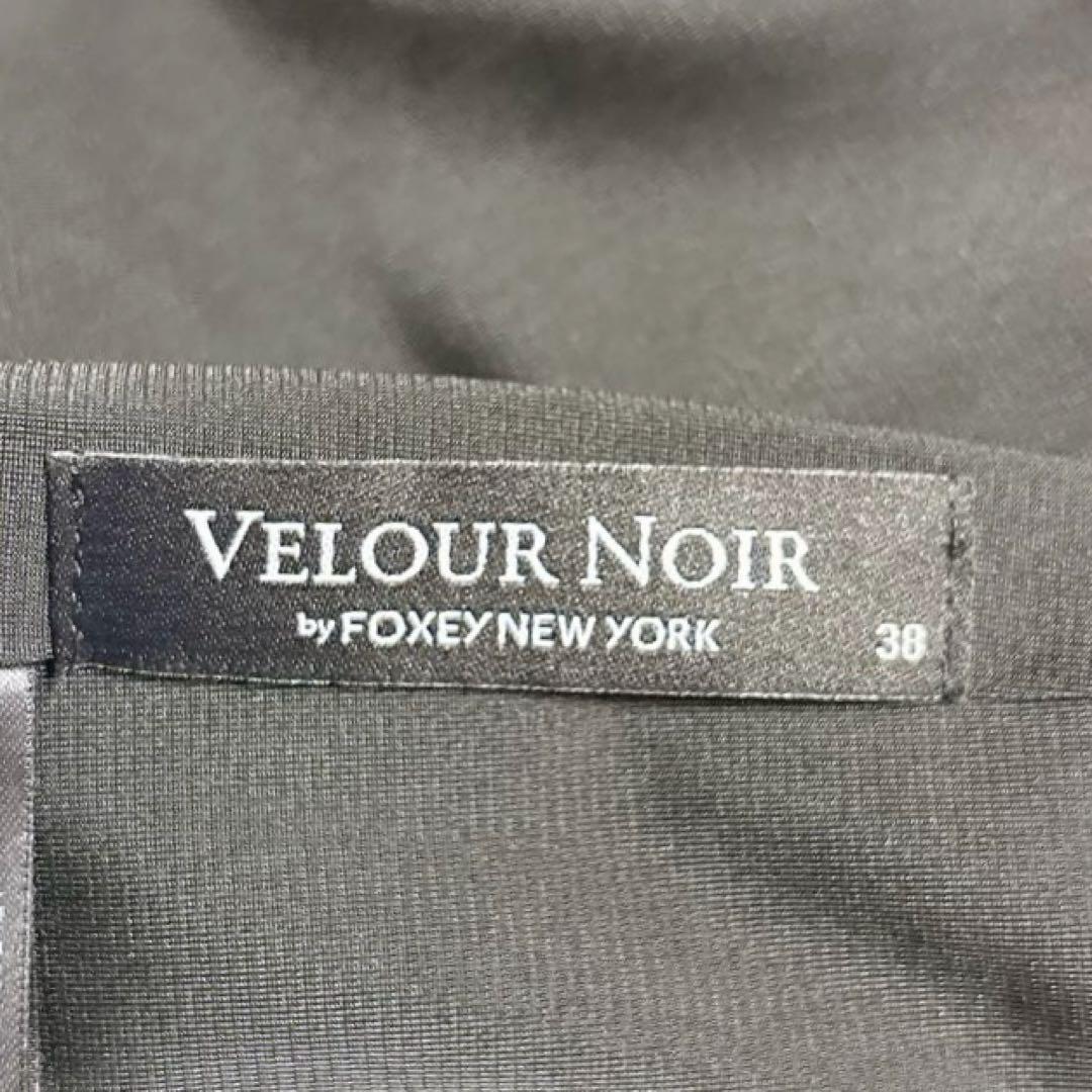 フォクシーニューヨーク　ベロアノアールシースルーブラックワンピース38