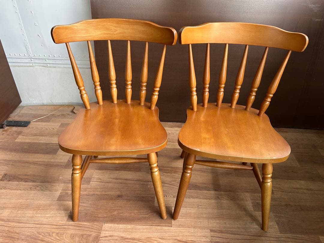 725 ダイニングチェア2脚セット 木製 ナチュラル　天然木　無垢風　オシャレ