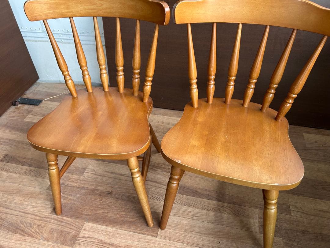 725 ダイニングチェア2脚セット 木製 ナチュラル　天然木　無垢風　オシャレ