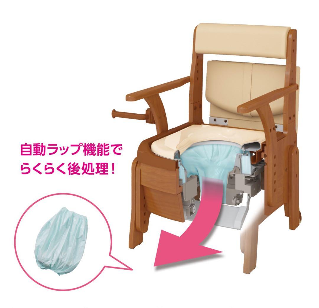 ポータブルトイレ 安寿　家具調トイレ　自動ラップ
