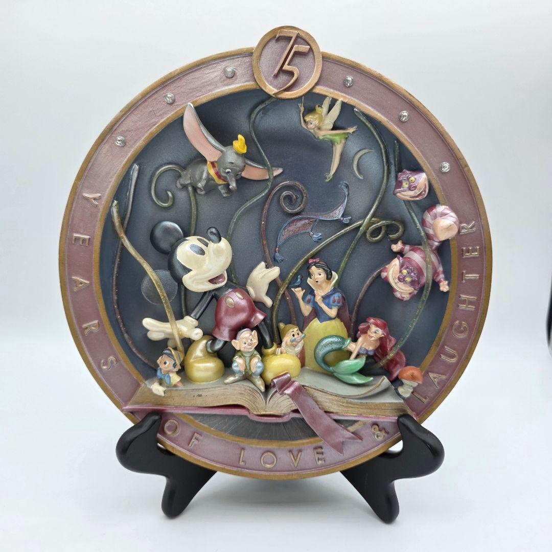 ディズニー　75周年　プレート　置き物　限定品　シリアル　ミッキーマウス