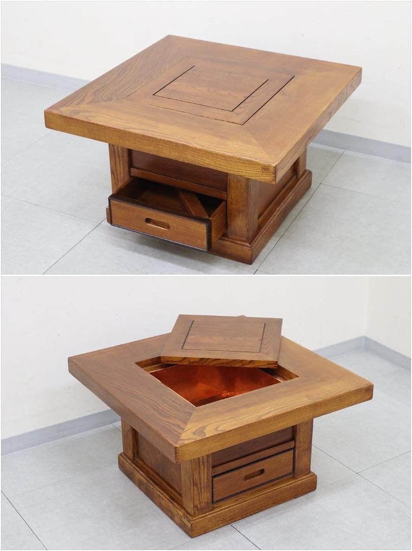 囲炉裏 テーブル 座敷机 座卓 ちゃぶ台 関西火鉢 天然木 和家具 和室 古民具