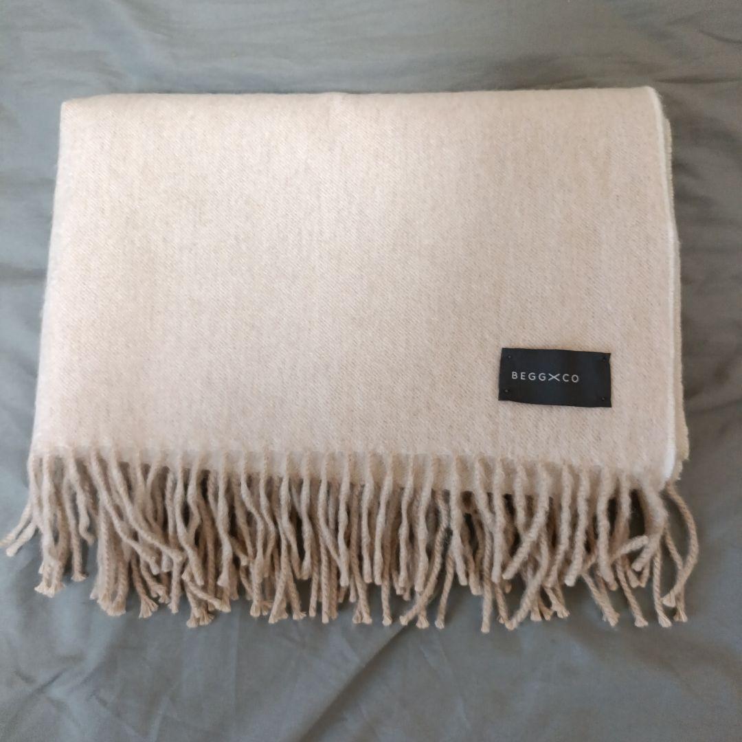 BEGG×CO ベージュ カシミヤ100%大判マフラー