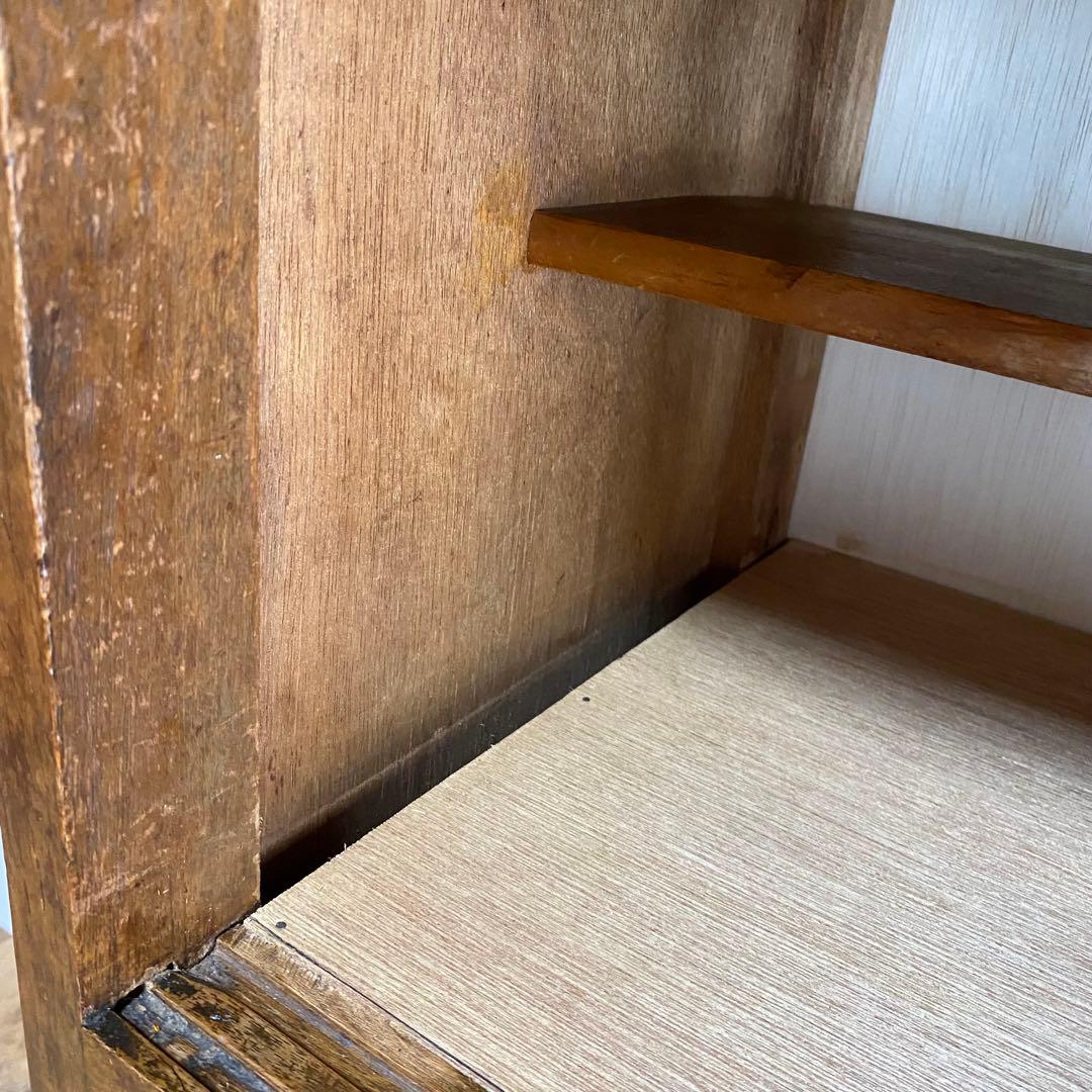 ヴィンテージ ガラス戸棚 キャビネット 作業台付き 食器棚 z892