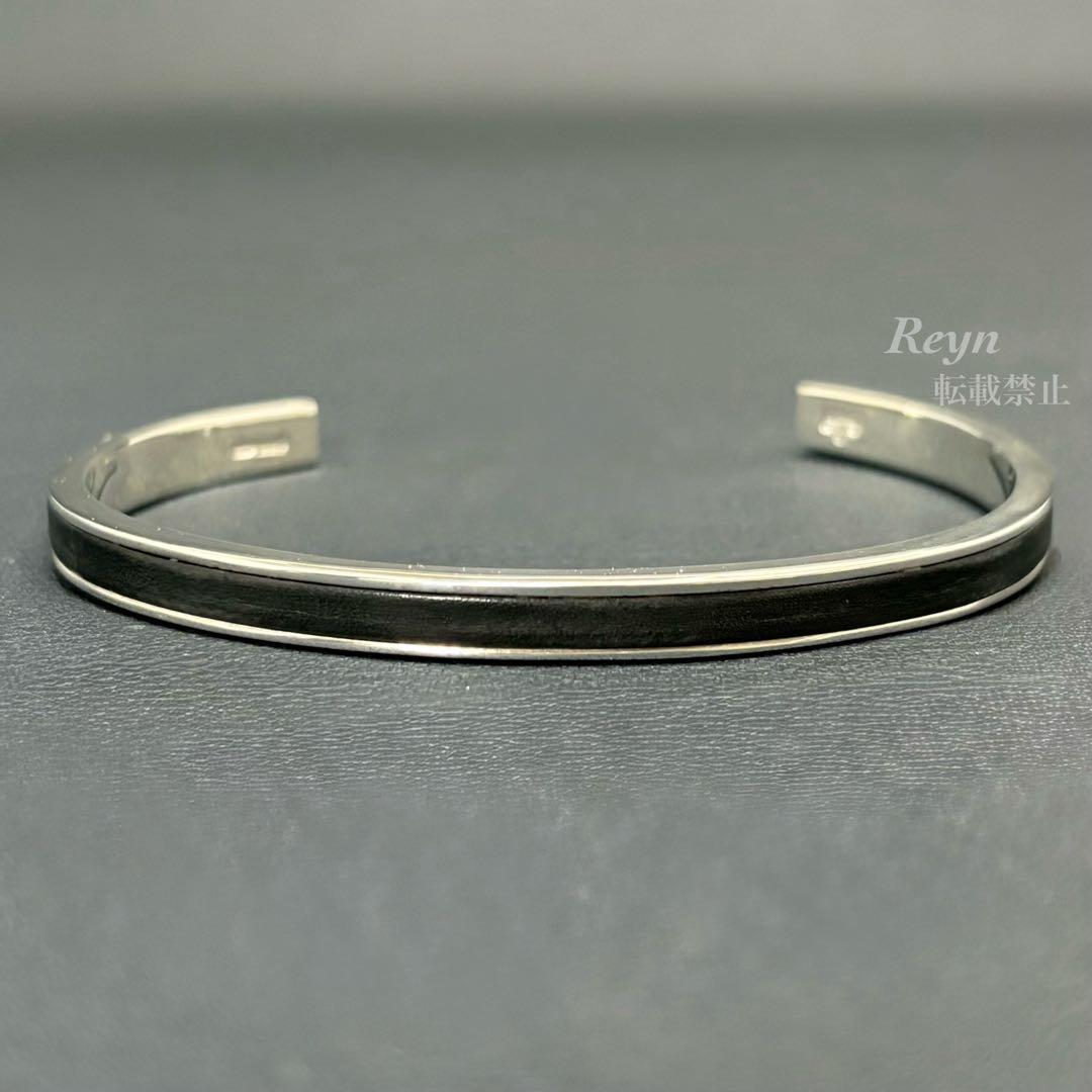 [新品仕上済] GUCCI シルバー 925 レザー バングル ブレスレット