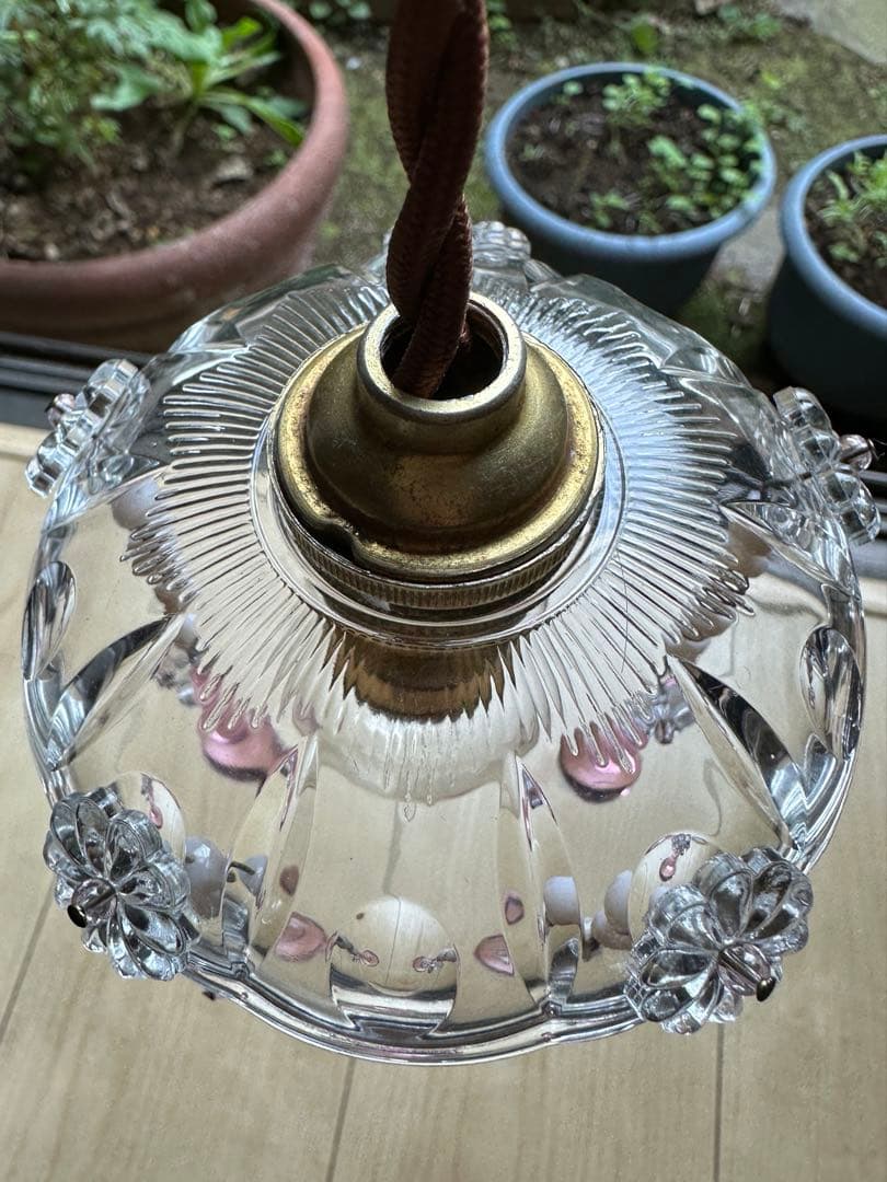 20's フランス アンティーク ピンクムラーノガラスの可愛いミニシャンデリア＊