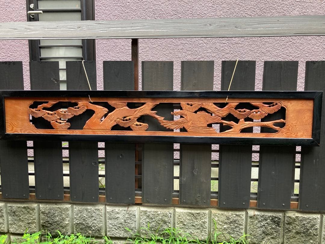 【 重厚年代物】欄間✨松と鷹✨2枚組