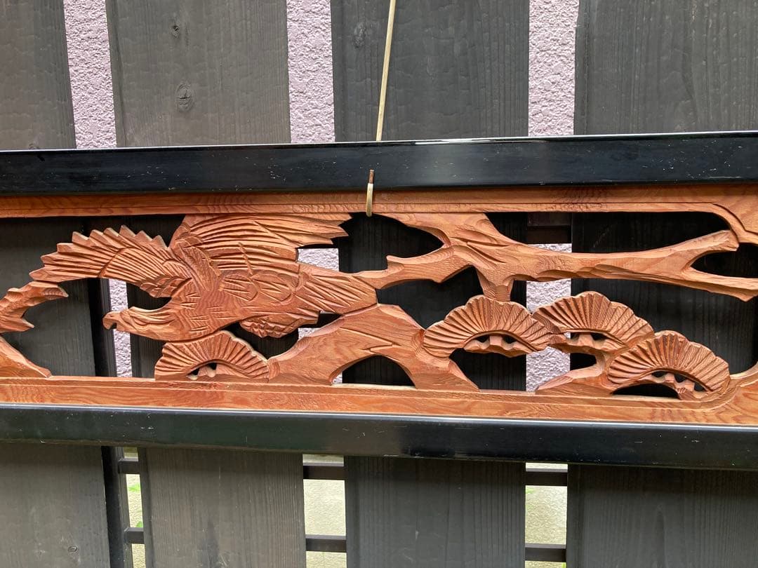 【 重厚年代物】欄間✨松と鷹✨2枚組