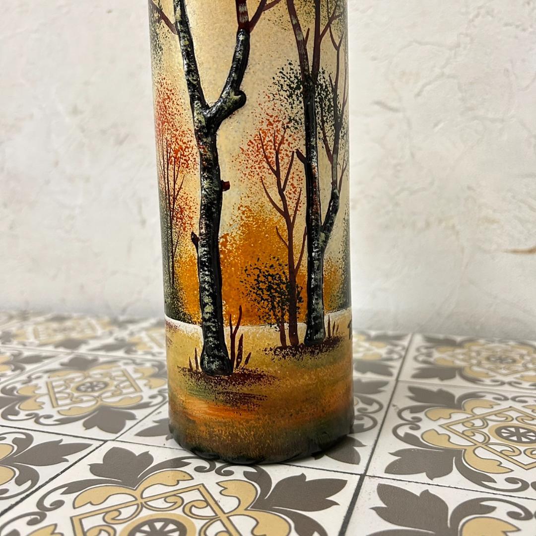 ドームナンシー 筒型　花瓶　高さ22cm 被せガラス　アンテルカレール　幹立体