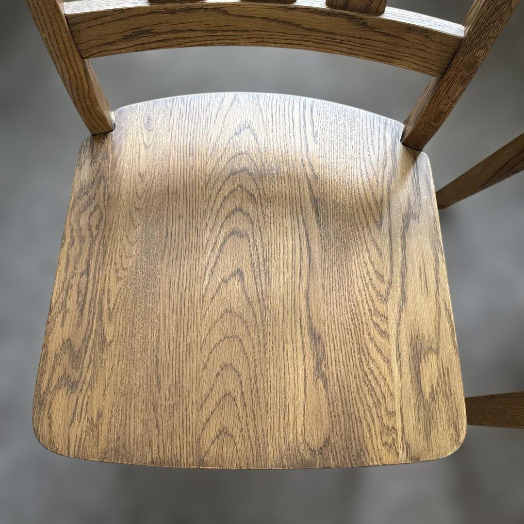 オーク無垢　木製シンプルダイニングチェア　美品