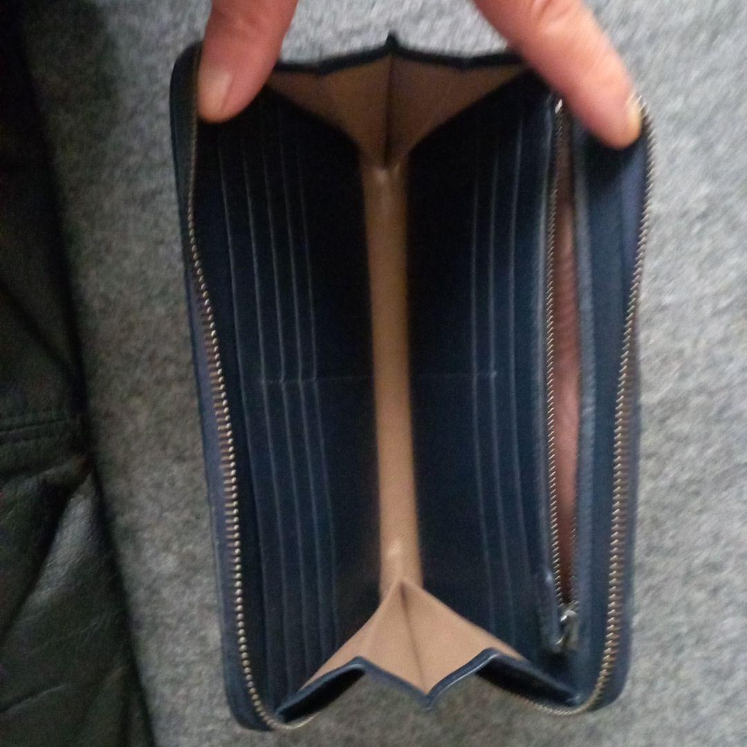 ネイビー レザー 長財布ボッテガ