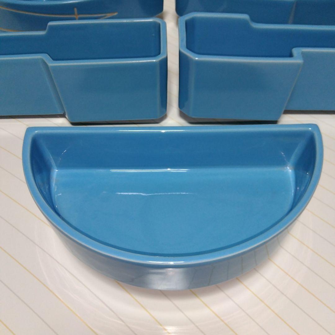 ★ 小原流 生け花 水色水盤五品揃え / 扇型&小判型&半月型水盤＆並列型二品