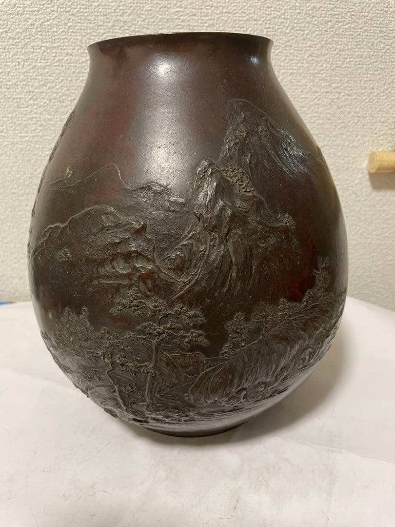 古銅　時代物　斑紫銅　花瓶　古美術　アンティーク