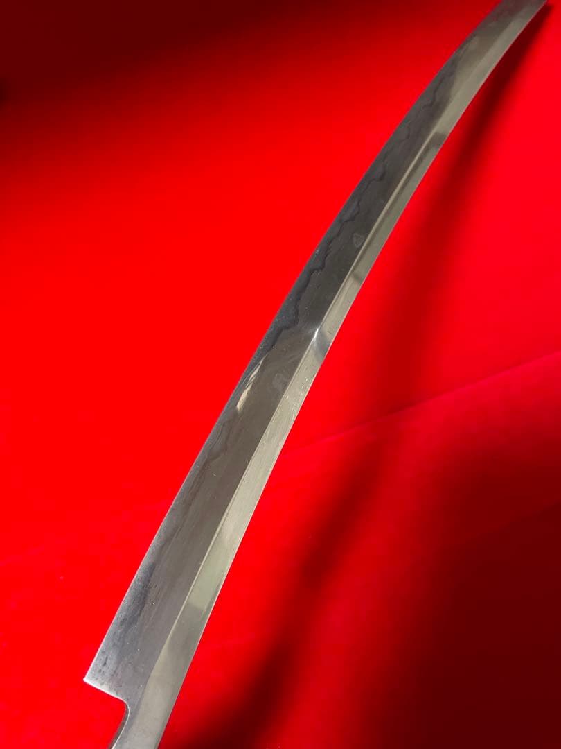 01453 包丁　マグロ包丁　玉鋼製　刃紋綺麗　墨流　鬼反り　未使用品