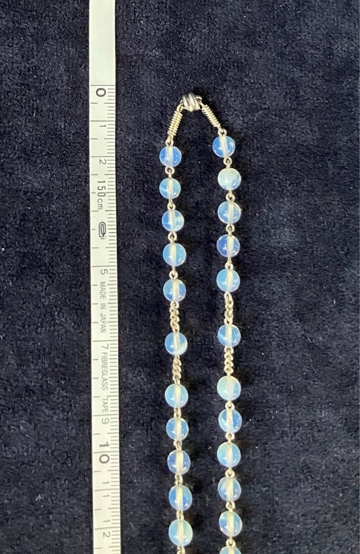 ロザリオネックレス　合成オパール　手編みロザリオ　長崎編み