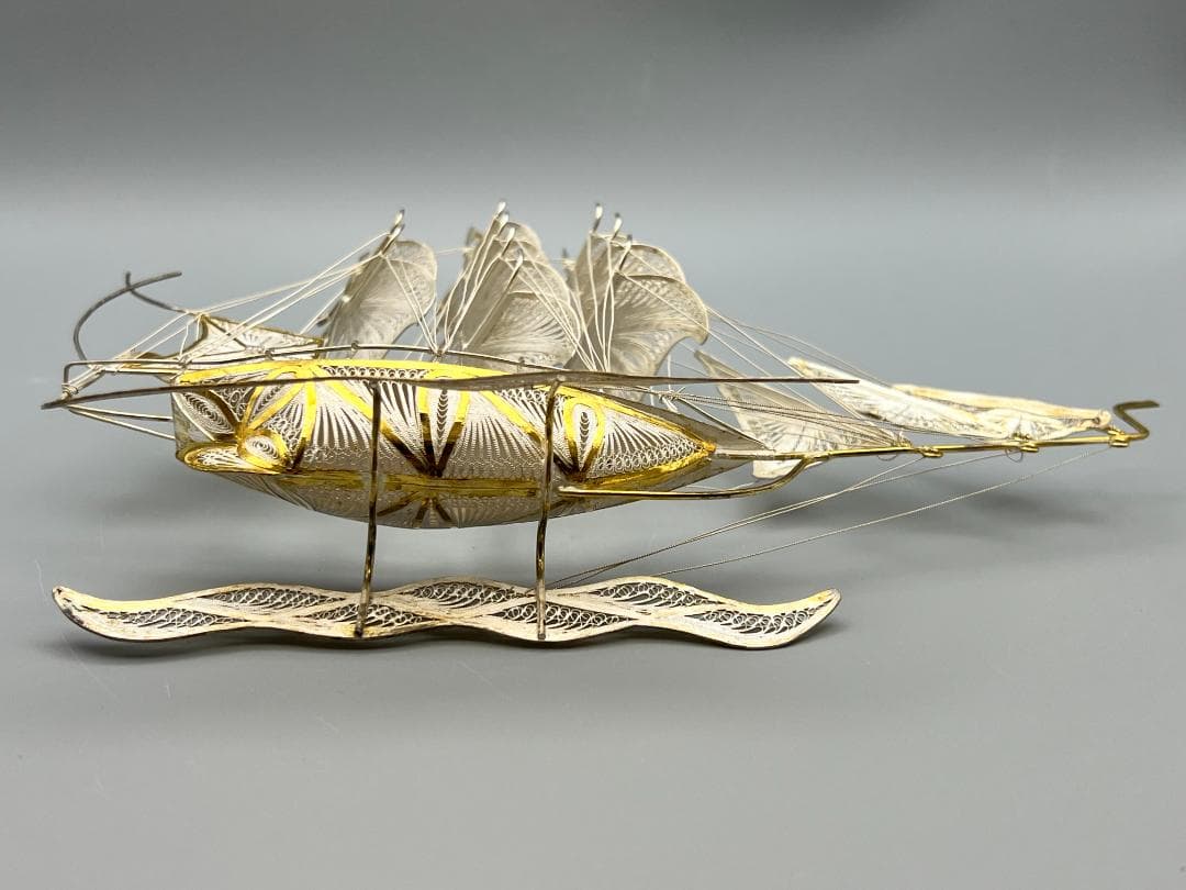 925刻印 銀製 シルバー 銀細工 船 ガラスケース ヨット重量約81g