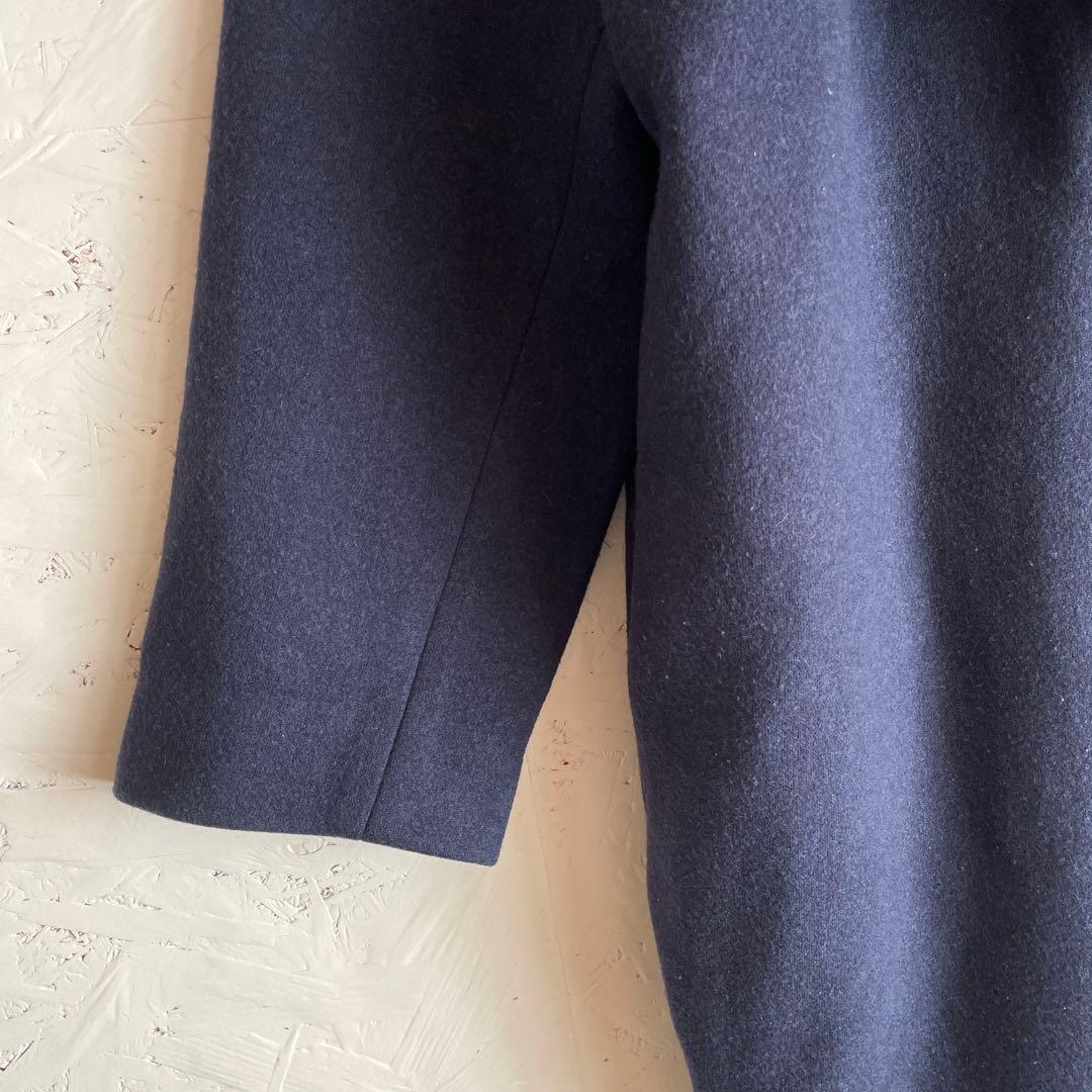 日本製【yori】チェスターコート　ネイビー　ロングコート　F