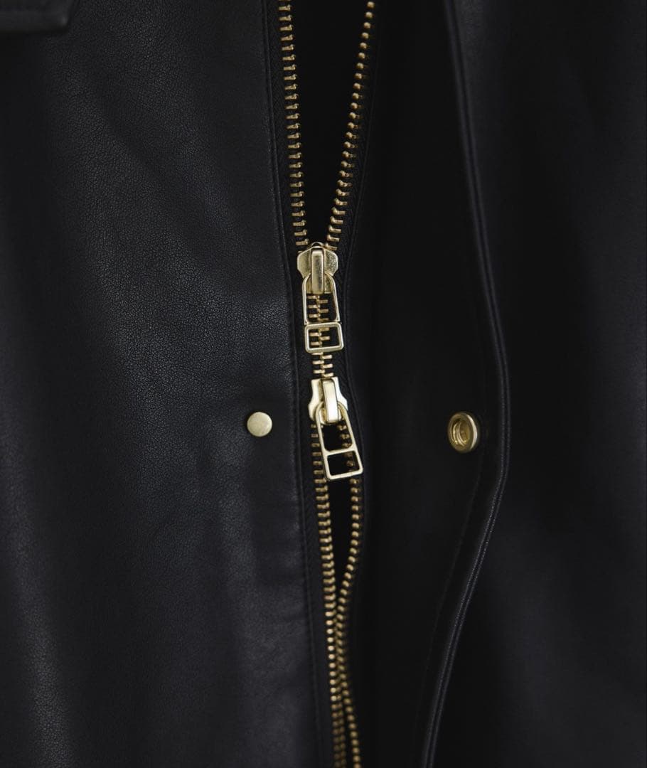 完売商品！アダムエロペ　シンセティックレザーフライトジャケット　ブラック