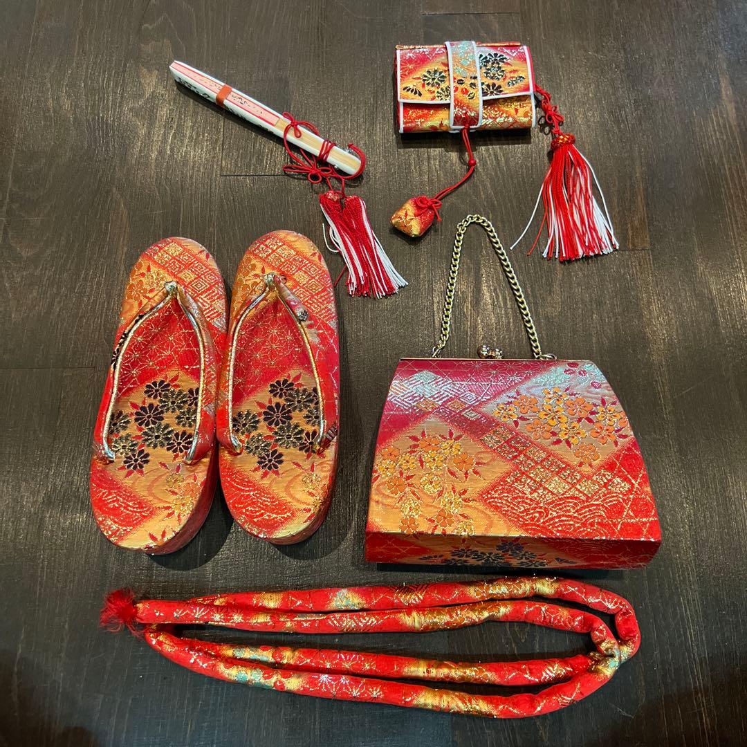 アンティーク 大正ロマン 七五三 七歳 着物 作り帯 小物一式 フルセット 白