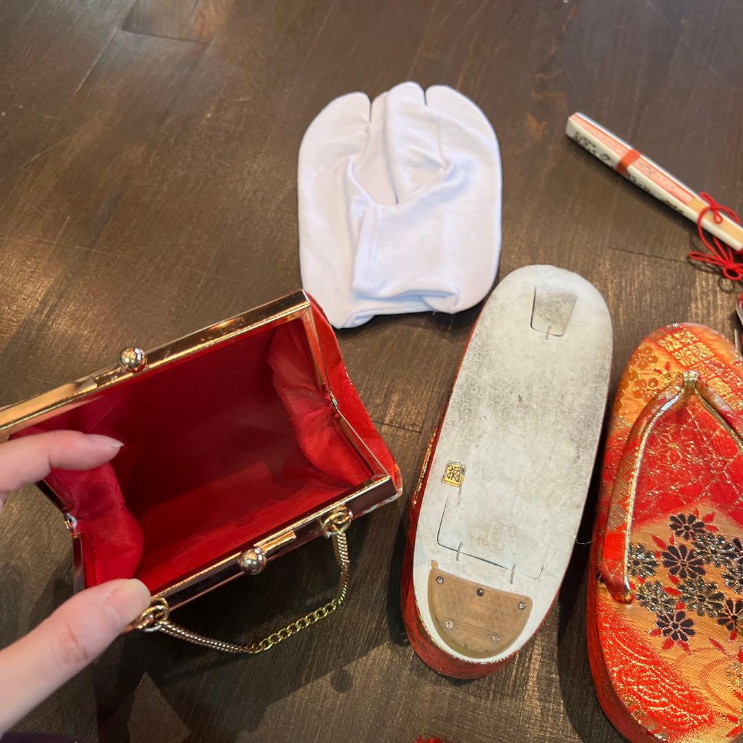 アンティーク 大正ロマン 七五三 七歳 着物 作り帯 小物一式 フルセット 白