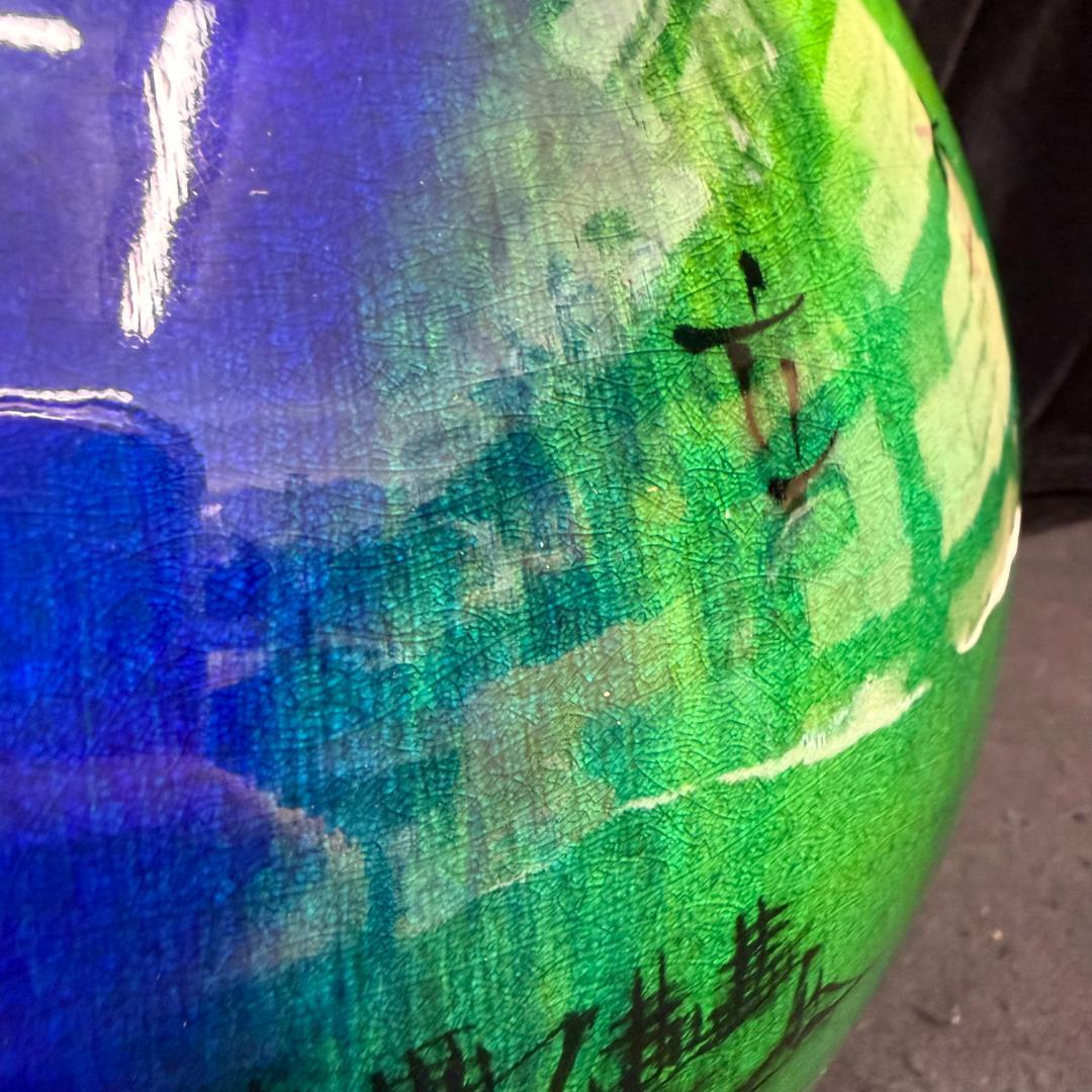 加藤丈尋　京焼 清水焼　壺花瓶　京三彩山水四神 人間国宝有名作家共箱　共布