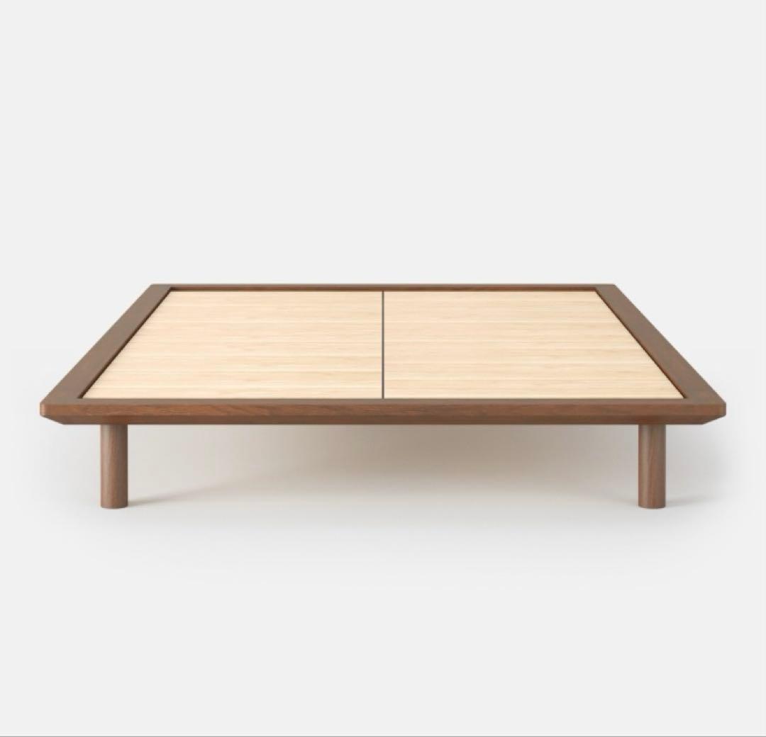 【無印】※引取のみ 木製ベッドフレーム ダブル ウォールナット