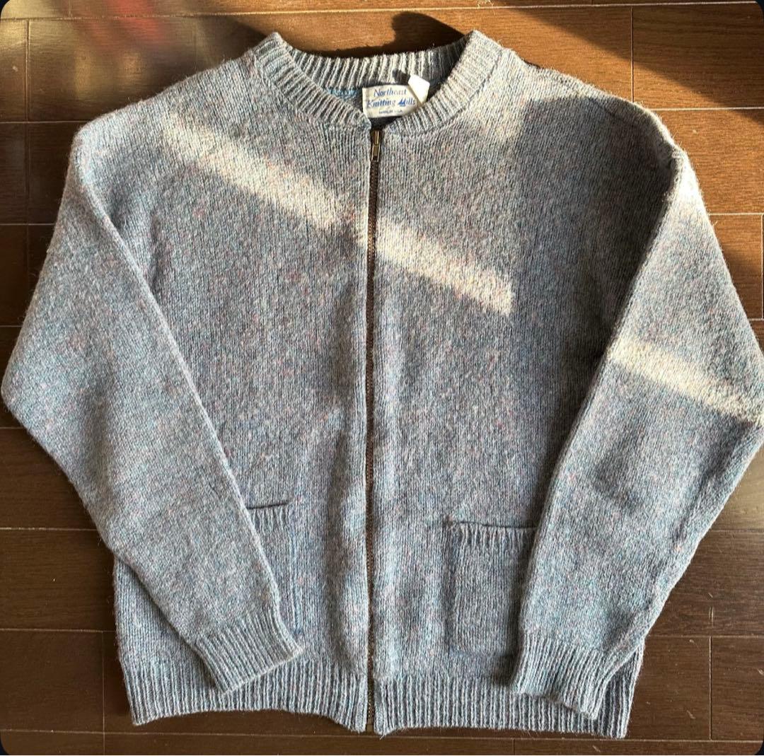 60s USA製 wool zip up cardigan