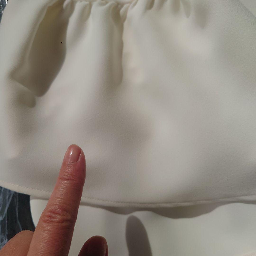 YOKO CHAN ホワイト ペプラム 半袖トップス