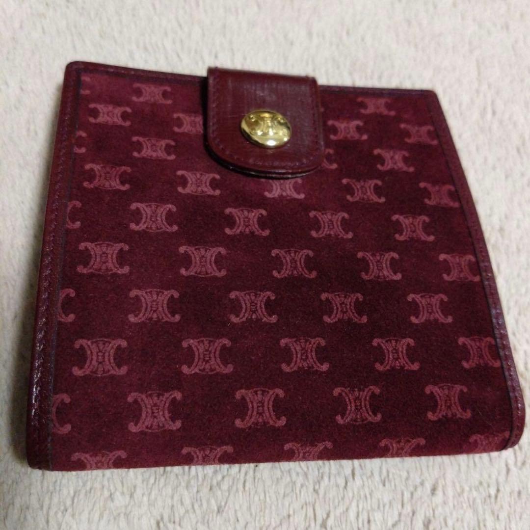 90 CELINE セリーヌ 二つ折り財布 スウェードレザー マカダム