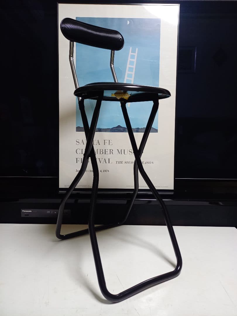 1980's　日本製　スペースエイジ　インダストリアル　ストライプ　ハイチェア