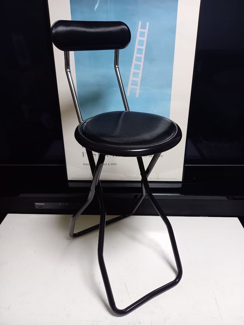 1980's　日本製　スペースエイジ　インダストリアル　ストライプ　ハイチェア