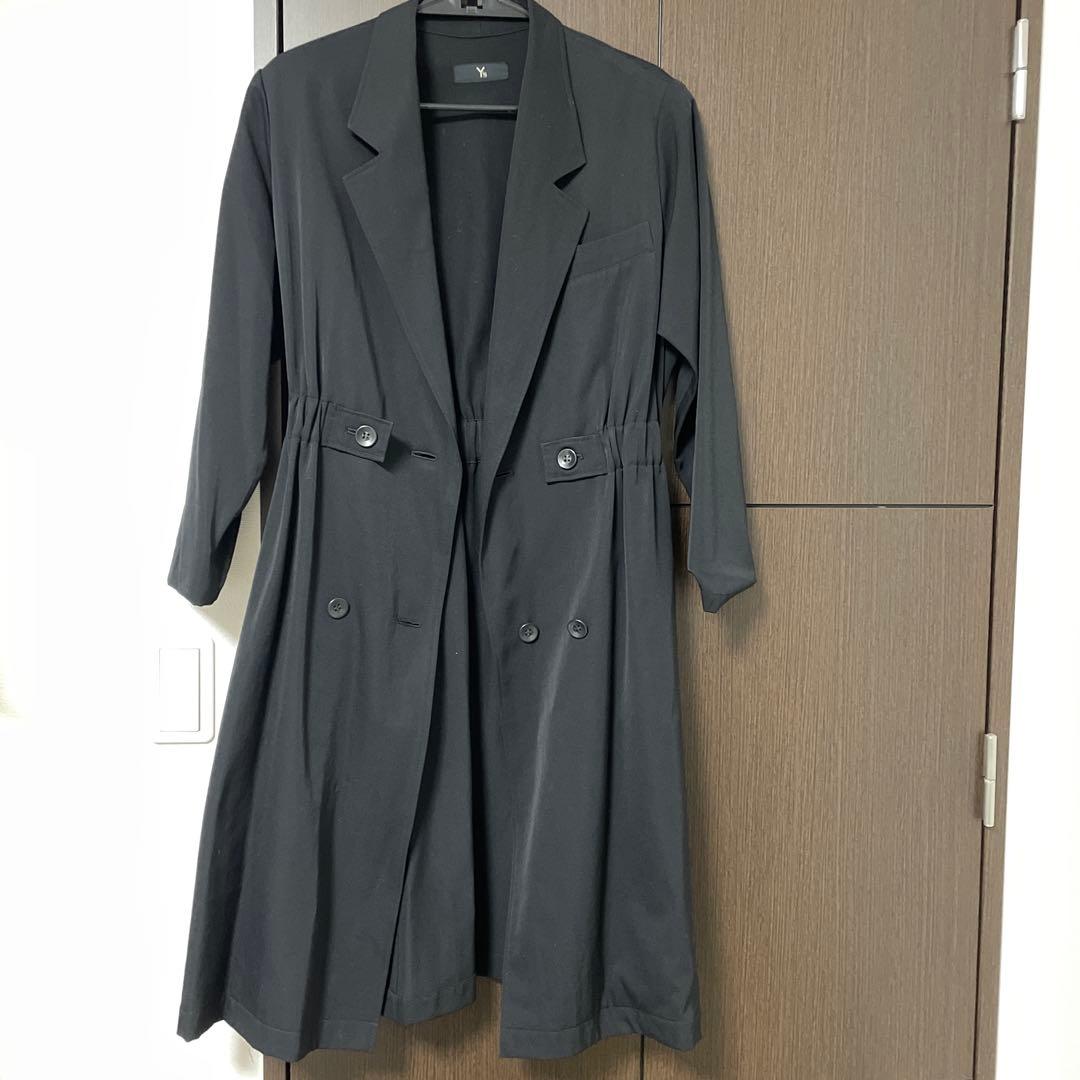 Ys ブラック ダブルブレスト　トレンチコート　ビンテージコート　ワンピース風