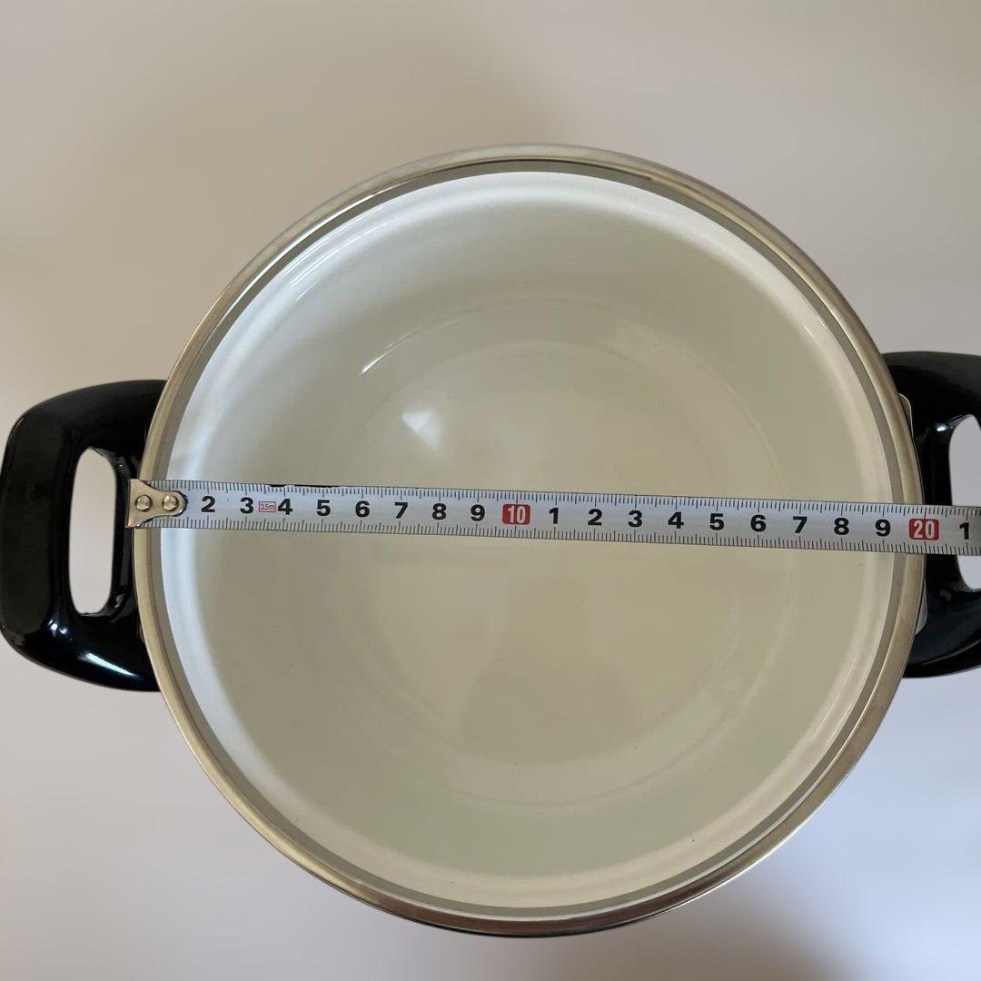 未使用 マルビシ 昭和レトロ フラワー柄　ホーロー両手鍋