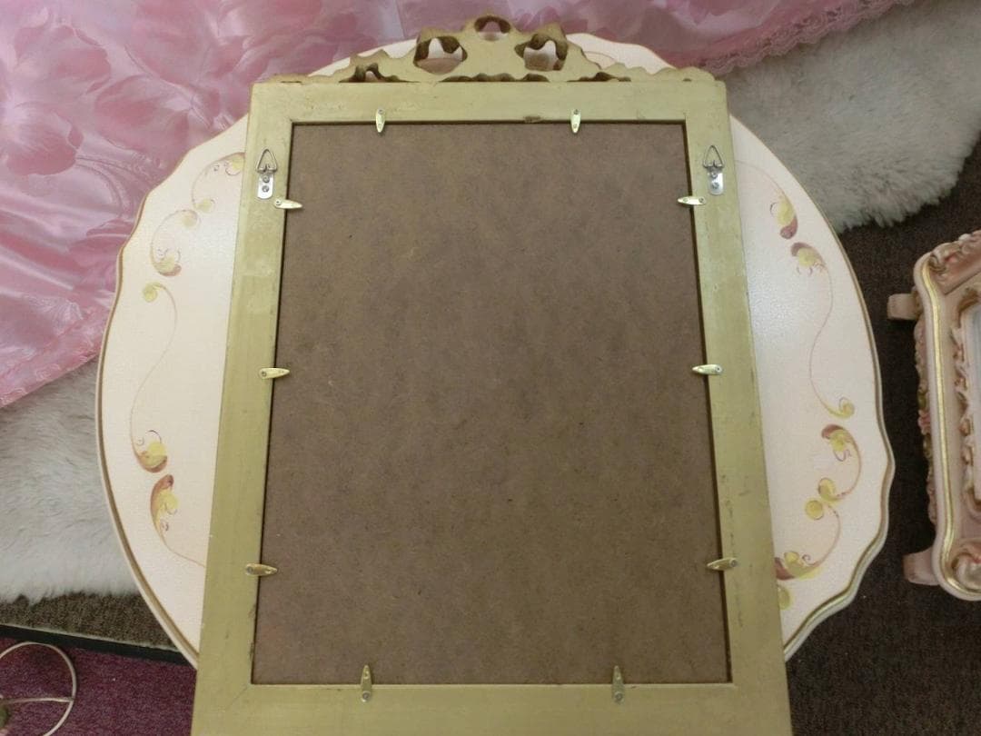 ロココ調　アンティークゴールドフレーム　マリーアントワネット　額絵　ブルードレス